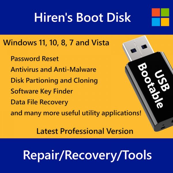 Hiren Windows Boot Repair Recovery Tools Password Fix Utility USB Drive